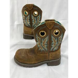 Ariat Women Composite Toe Fatbaby Pull On Western Work Boots Safety Size 7 B